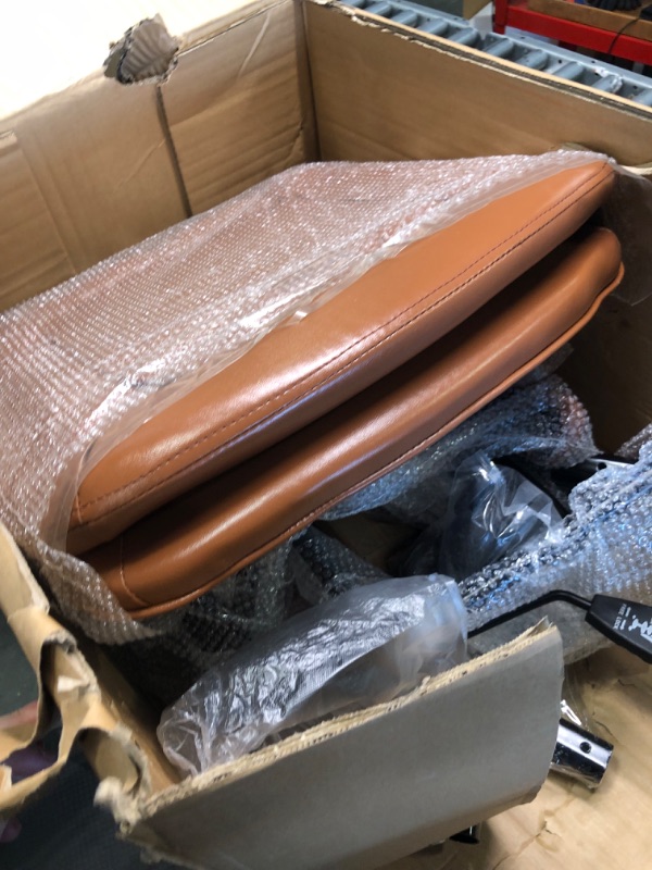 Photo 1 of Office Chair Ergonomic Desk Chair Computer Chair PU Leather Home Office Chair with Lumbar Support Armrest Executive Rolling Swivel Adjustable Mid Back Double Seat Cushion Task Chair (Brown)
