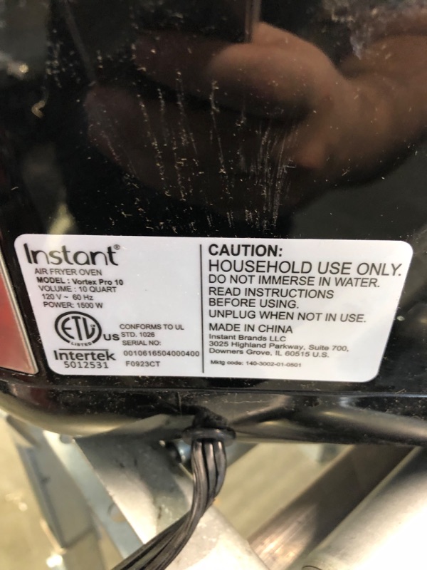 Photo 1 of Instant Pot Vortex Pro 10 Quart Air Fryer, 9-in-1 Rotisserie and Convection Oven, Roast, Bake, Dehydrate and Warm, with EvenCrisp Technology, Free App with over 1900 Recipes, 1500W, Stainless Steel
