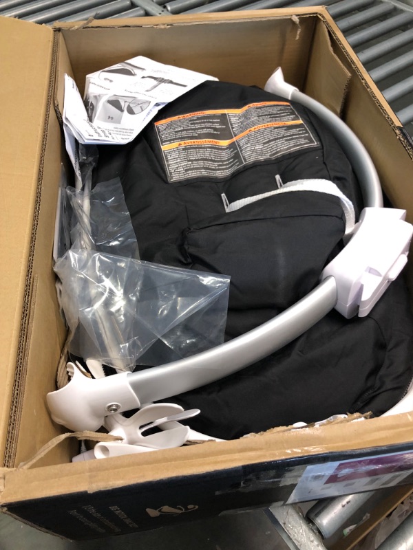Photo 1 of 4moms RockaRoo Baby Rocker + Safety Strap Fastener, Compact Baby Rocker with Front to Back Gliding Motion, Grey Classic