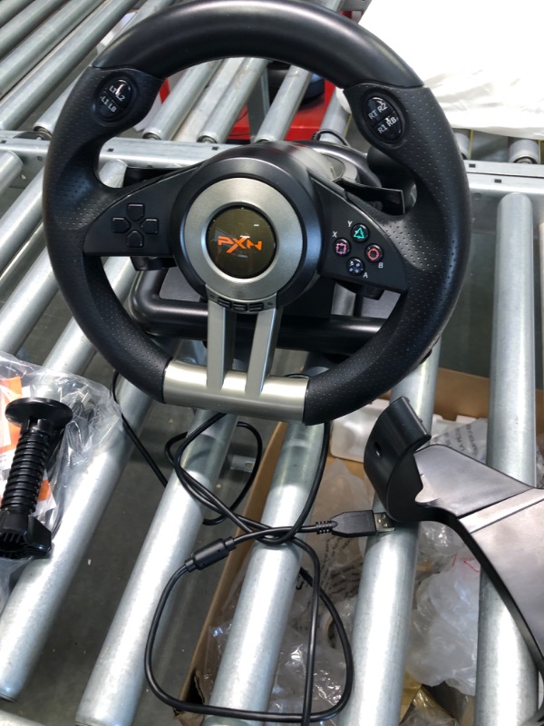 Photo 1 of Game Racing Wheel, PXN-V3II 180° Competition Racing Steering Wheel with Universal USB Port and with Pedal, Suitable for PC, PS3, PS4, Xbox One, Xbox Series S&X, Nintendo Switch - Black