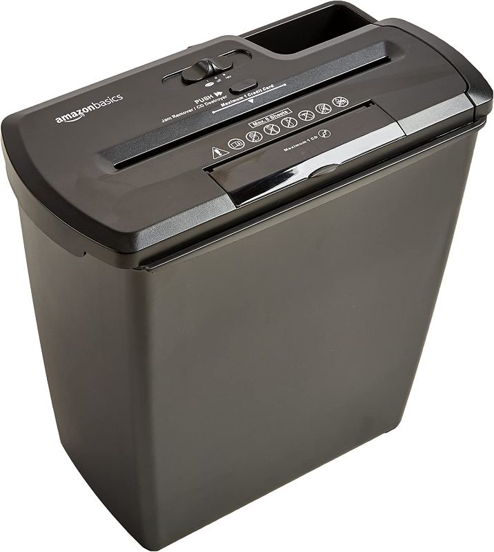 Photo 1 of Amazon Basics 8-Sheet Strip-Cut Paper, CD, and Credit Card Shredder
