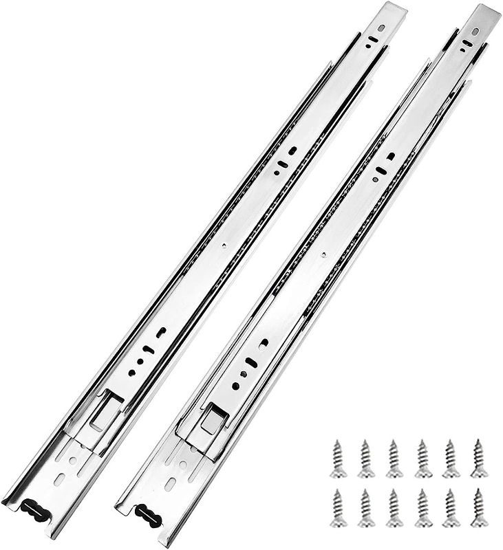 Photo 1 of 6 Pairs of 20 Inch Hardware 3-Section Full Extension Ball Bearing Side Mount Drawer Slides,100 LB Capacity Drawer Slide
