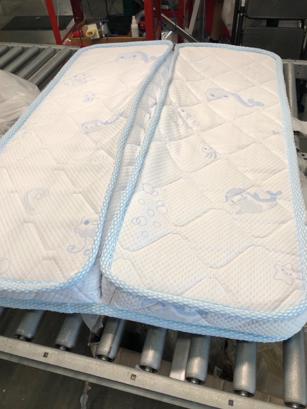 Photo 2 of Foldable Pack and Play Mattress Topper Fits for Graco & Baby Trend &Pamo Babe Playard, Quiet and Odorless Pack N Play Mattresses Topper, Firmness Portable Playard Mattress, Foam Baby Playpen Mattress