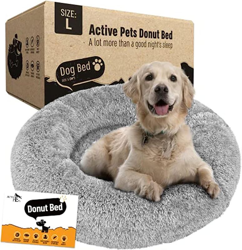 Photo 1 of Active Pets Dog, Cat Donut Bed, Pet Bed Mat, Faux Fur, Large 36" (Grey)
