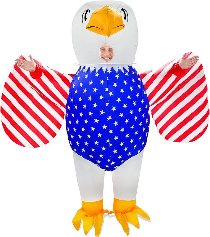 Photo 1 of 7Ft 4th of July Eagle Costumes Inflatable Flying Bald Eagle Costume, Blow Up Eagle Costume for Patriotic Independence Day and Memorial Day
