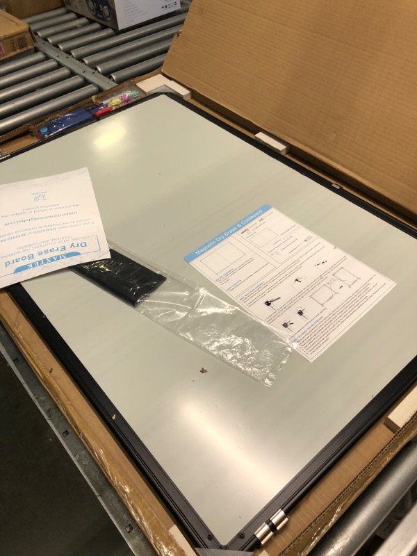 Photo 1 of Combination Board, 36 x 24 Magnetic Whiteboard & Cork Board, Dry Erase Board Bulletin Combo Board for Home Office Classroom, 3' x 2' Wall Mounted Memo Message Board Black 36x24