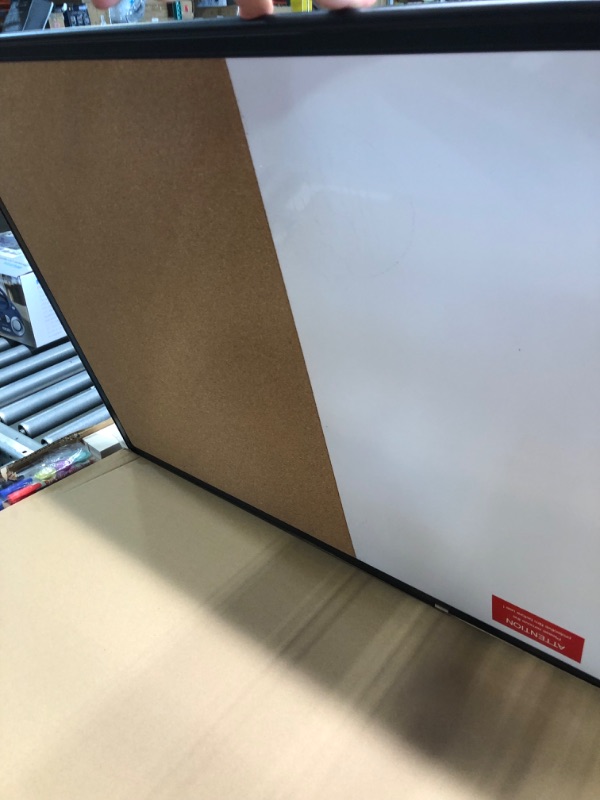 Photo 1 of Combination Board, 36 x 24 Magnetic Whiteboard & Cork Board, Dry Erase Board Bulletin Combo Board for Home Office Classroom, 3' x 2' Wall Mounted Memo Message Board Black 36x24