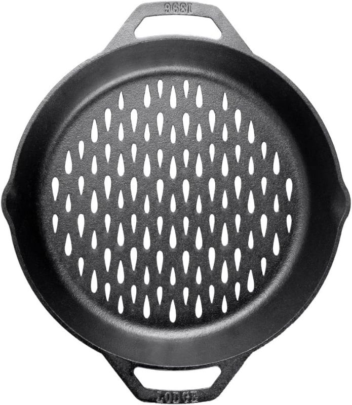 Photo 1 of 12" Cast Iron Dual Handle Grill Basket 12 Inch Grill Basket