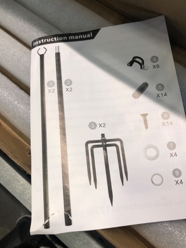 Photo 4 of ***MISSING 2 SPIKE POLES*** Aulimhti String Light Poles - 10Ft Metal Poles with Fork for Outdoor String Lights,2 Pack Light Poles Stand for Outside Garden,Patio,Wedding,Backyard,Deck,Party