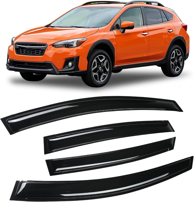 Photo 1 of Arokzn 4 Pieces Smoke Tinted Tape-On Side Window Visor Deflectors Rain Guards Designed for 2018-2023 XV Subaru Crosstrek 2017-2022 Subaru Impreza Hatchback
