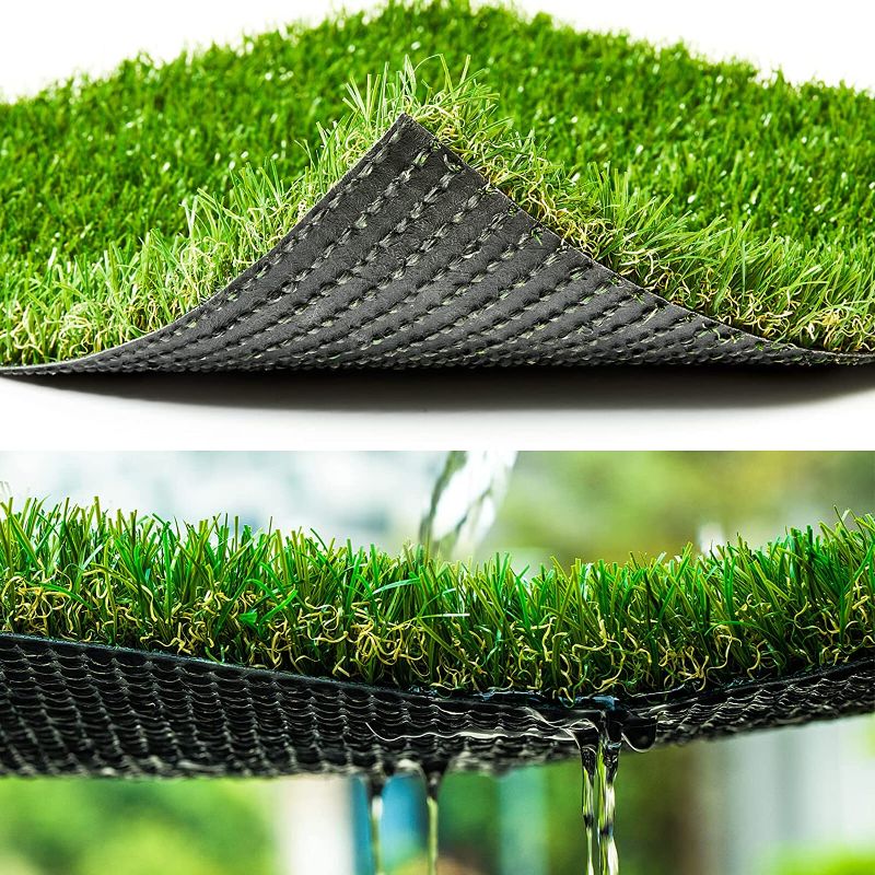 Photo 1 of Artificial Grass Synthetic Thick Fake Grass Rug 3 FT x 5 FT, FREADEM Dog Artificial Turf Grass Mat with Drainage, for Outdoor Lawn, Garden, Patio, Landscape, Balcony, Pet Mat, 1.38" Pile Height