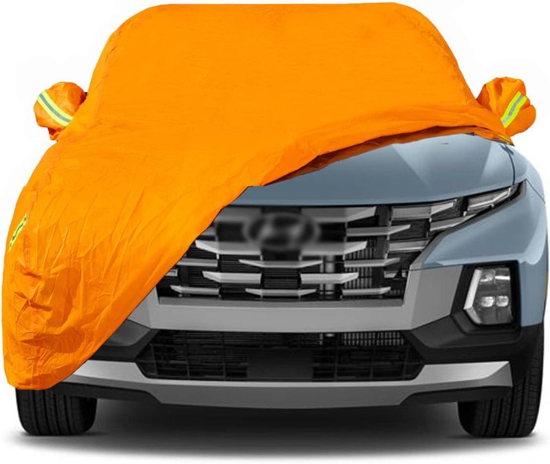 Photo 1 of = Padded Car Cover Waterproof All Weather Weatherproof UV Sun Protection Snow Dust Storm Resistant Outdoor Exterior Custom Form-Fit Straps  Orange