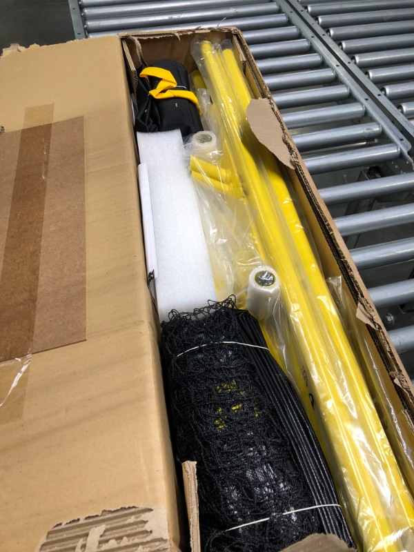 Photo 1 of A11N Portable Pickleball Net System, Designed for All Weather Conditions with Steady Metal Frame and Strong PE Net, Regulation Size Net with Carrying Bag Yellow&Black