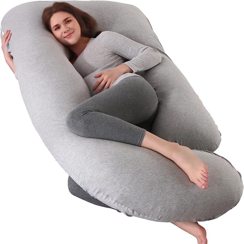 Photo 1 of auzyart Pregnancy Pillows for Sleeping 55 Inches U-Shape Full Body Pillow and Maternity Support - for Back, Hips, Legs, Belly for Pregnant Women with Removable Washable Knit Cotton Cover