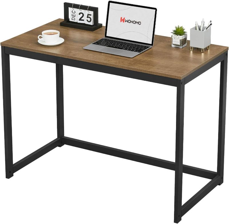 Photo 1 of WOHOMO Small Computer Desk 39” Simple Modern Desk with Large Legroom Study Writing Desk for Home Office, Light Oak