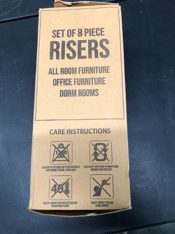 Photo 2 of ZOYER Furniture Risers (Black, 8 Pieces Set,) - Heavy Duty Bed Risers Supports up to 1300 lbs - Adjustable 3, 5 or 8 Inch Bed Riser, Table Risers, Chair Risers, Sofa Risers & Desk Risers.