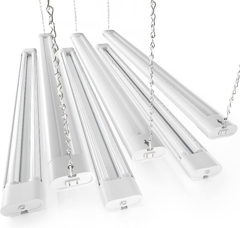 Photo 1 of 
Ensenior 6 Pack Linkable LED Utility Shop Light, 4 FT 4400lm, 36W Equivalent 280W, 5000K Daylight, 48 Inch Integrated Fixture for Garage&Workbench,...