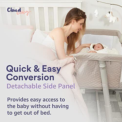 Photo 8 of Cloud Baby Premium Baby Bassinet Plus Hanging Doll, Music and Built in Wheels, Best Baby Bed for Infant Newborn Girl Boy Unisex, Bedside Bassinet, Portable Crib and Sleeper for Safer Cosleeping