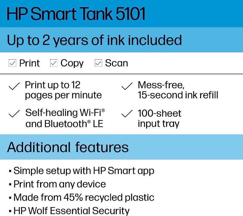 Photo 9 of Smart Tank 5101 Wireless All-In-One Supertank Inkjet Printer with up to 2 Years of Ink Included