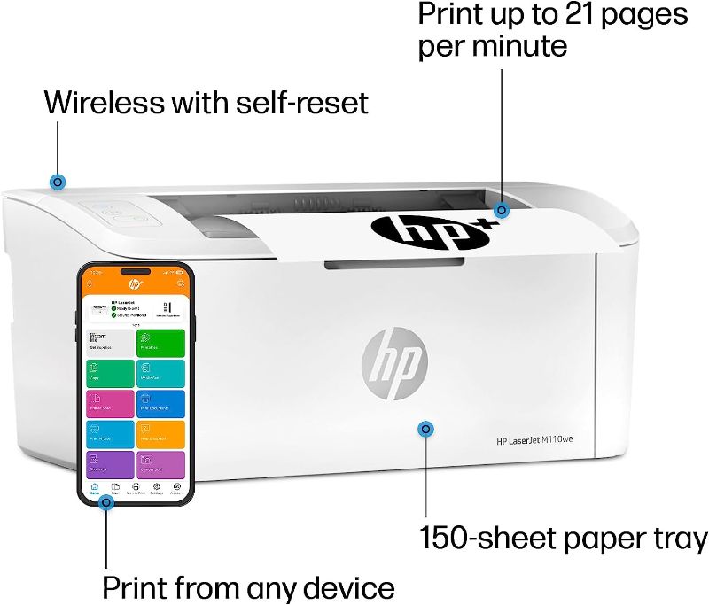 Photo 8 of HP LaserJet M110we Wireless Black and White Printer with HP+ and Bonus 6 Months Instant Ink (7MD66E) New Version: HP+, M110we