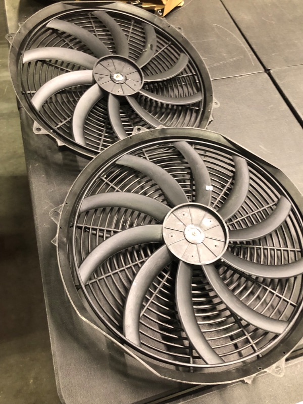 Photo 1 of Atublan (Pack of 2) Engine Radiator Cooling Fan 16 Inch Curved Blade Ultra Thin Universal High Performance 12V 120W Motor?Radiator Fan with Fan Mounting Kit?Puller and Pusher Design? 16inch 120W