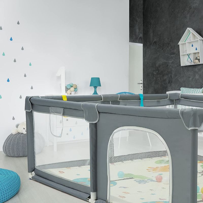 Photo 1 of Baby playpen with mat grey 79x59x26.5IN grey