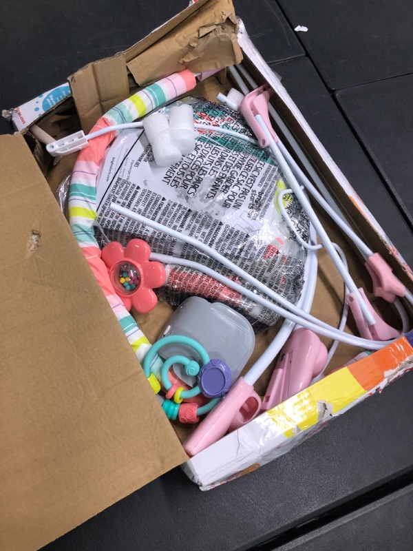 Photo 1 of Bright Starts Flamingo Vibes 3-Point Harness Harness Vibrating Baby Bouncer with -Toy bar