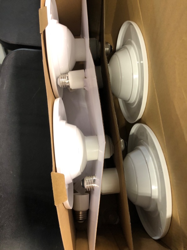 Photo 3 of Jolux 5/6 Inch LED Can Lights Adjustable Recessed Retrofit Downlight,ETL Damp Rated Replacement Conversion Kit, 12W=60W,2700K Soft White,800LM,Dimmable,Slope Trim, E26 Base,Easy Installation,4-Pack