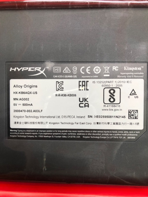 Photo 1 of HyperX Alloy Origins - Mechanical Gaming Keyboard, Software-Controlled Light & Pudding Keycaps - Double Shot PBT Keycap Set with Translucent Layer, for Mechanical Keyboards, Full 104 Key Set Black Full Size HyperX Aqua Keyboard 