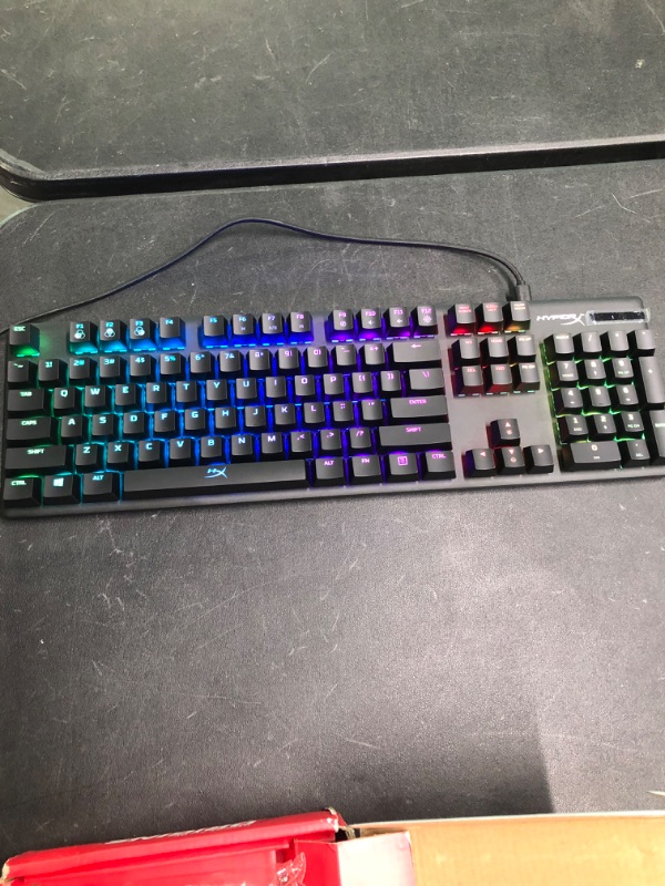 Photo 6 of HyperX Alloy Origins - Mechanical Gaming Keyboard, Software-Controlled Light & Pudding Keycaps - Double Shot PBT Keycap Set with Translucent Layer, for Mechanical Keyboards, Full 104 Key Set Black Full Size HyperX Aqua Keyboard 