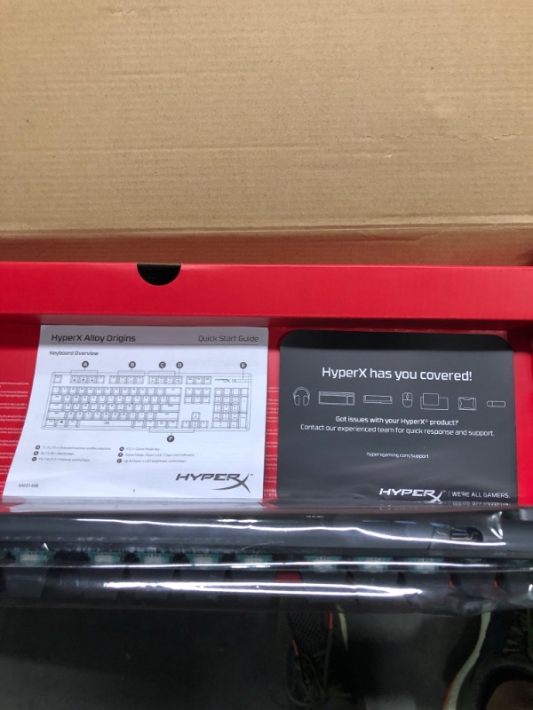 Photo 5 of HyperX Alloy Origins - Mechanical Gaming Keyboard, Software-Controlled Light & Pudding Keycaps - Double Shot PBT Keycap Set with Translucent Layer, for Mechanical Keyboards, Full 104 Key Set Black Full Size HyperX Aqua Keyboard 