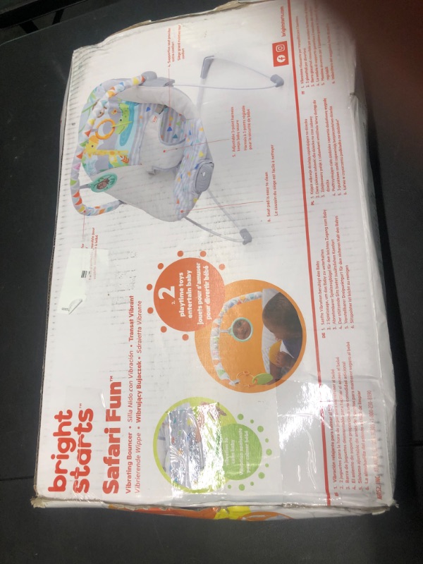 Photo 2 of Bright Starts Safari Fun 3-Point Harness Vibrating Baby Bouncer with -Toy bar