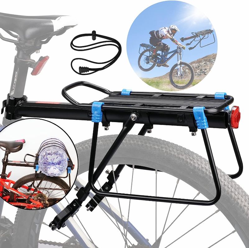 Photo 1 of BABEIYXM Rear Bike Rack 110-165lb Bike Cargo Rack with Quick Release, Adjustable Aluminum Alloy Bike Rack for Back of Bike, Bike Rear Rack Bicycle Luggage
