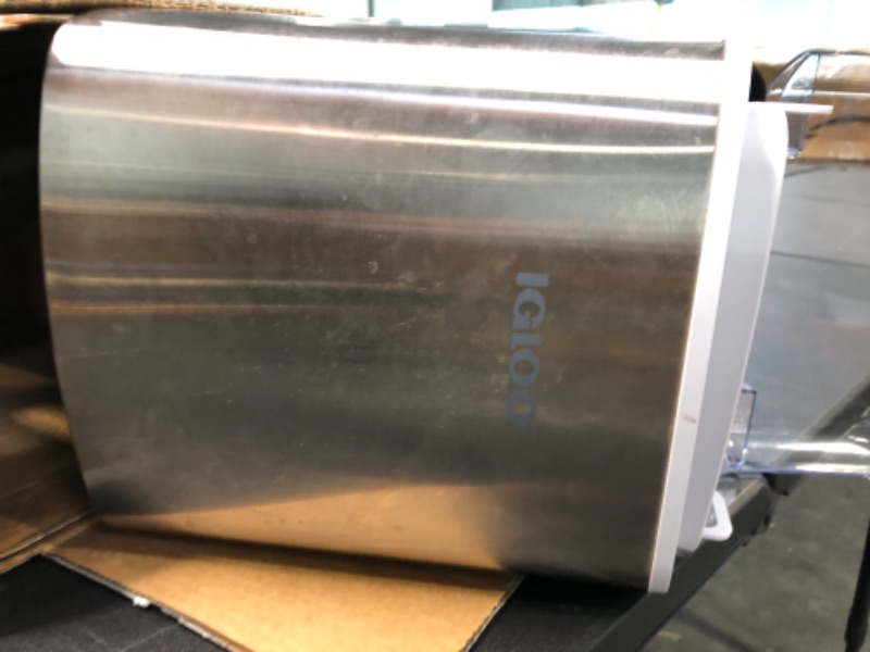 Photo 1 of Igloo Electric Countertop Ice Maker Machine - Automatic and Portable - 26 Pounds in 24 Hours - Ice Cube Maker - Ice Scoop and Basket - Ideal for Iced Coffee and Cocktails - Stainless Steel ----LIGHT SCRATCHES, WATER MARKS