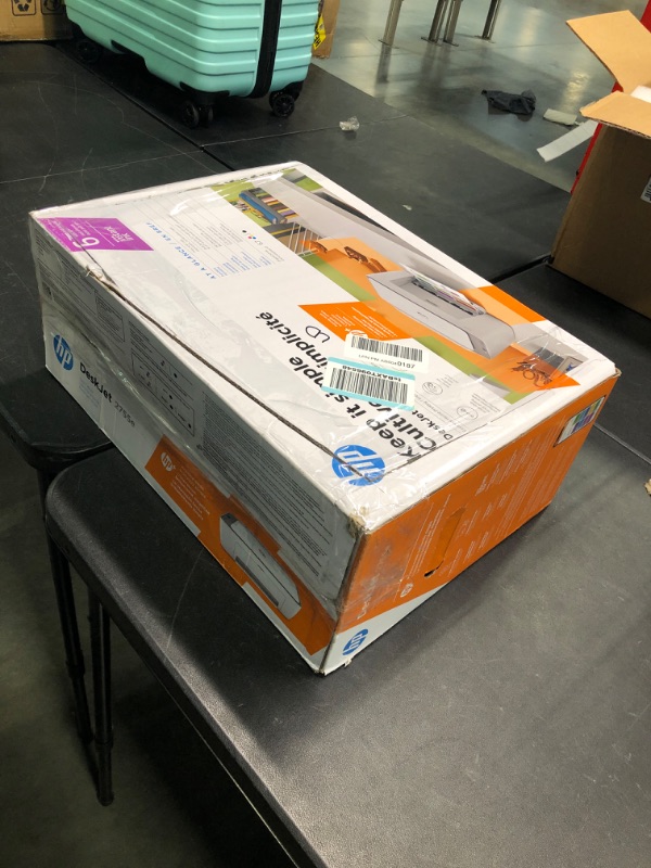 Photo 1 of HP DeskJet 2755e Wireless Color All-in-One Printer with bonus 6 months Instant Ink (26K67A), white