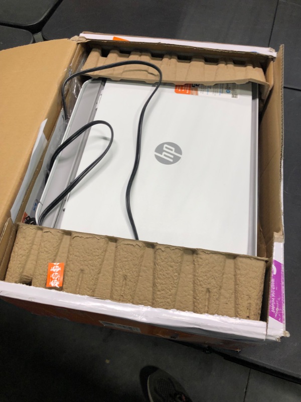 Photo 1 of HP DeskJet 2755e Wireless Color All-in-One Printer with bonus 6 months Instant Ink (26K67A), white