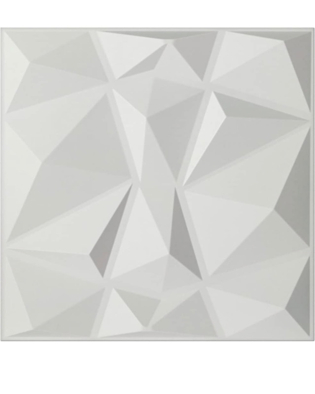 Photo 1 of Art3d Textures 3D Wall Panels White Diamond Design Pack of 12 Tiles 32 Sq Ft (PVC)