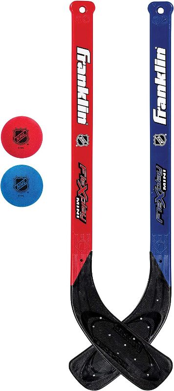 Photo 2 of 
Franklin Sports Mini Hockey Flex Stick and Ball Set - Play Knee Hockey Anytime, Anywhere - Kids Hockey Set - NHL - Includes 2 Mini Sticks and 2 Foam Balls
