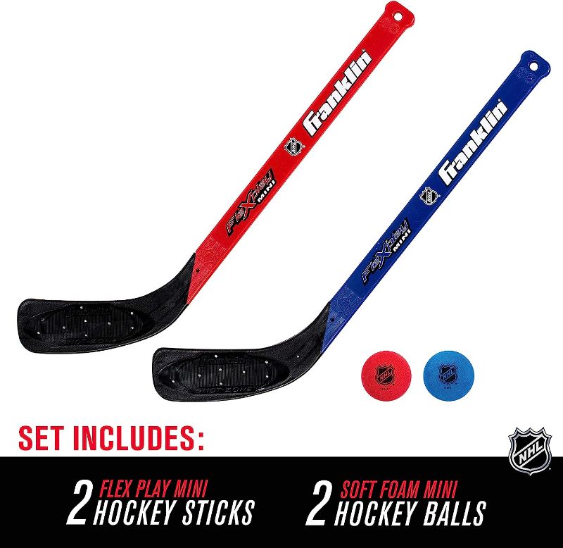 Photo 1 of 
Franklin Sports Mini Hockey Flex Stick and Ball Set - Play Knee Hockey Anytime, Anywhere - Kids Hockey Set - NHL - Includes 2 Mini Sticks and 2 Foam Balls
