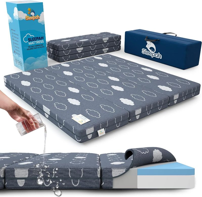 Photo 1 of 
Sleepah Square Pack and Play Mattress (Trifold) Waterproof Memory Foam Playard Portable Playpen Mattress Topper w Removable Cover Compatible with Joovy Room...