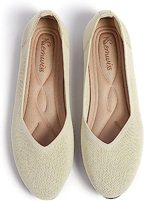 Photo 1 of Semwiss Round Toe Flats for Women Dressy Comfortable, Knit Ballet Flat Shoes Casual Shoes Walking Flats Office Shoes.