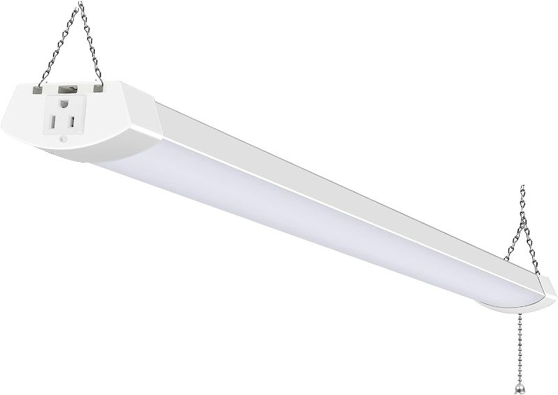 Photo 1 of hykolity 4FT 120W LED Shop Light Linkable, 13000lm(400w Equivalent), 5000K Utility Shop Lights for Garages, Workshops, Basements, Hanging or FlushMount, with Power Cord and Pull Chain, ETL