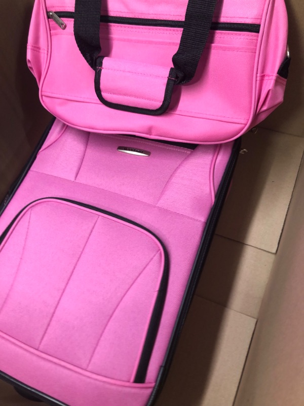 Photo 3 of 
Rockland Fashion Softside Upright Luggage Set, Expandable, Pink, 2-Piece (14/19)
Size:Pink