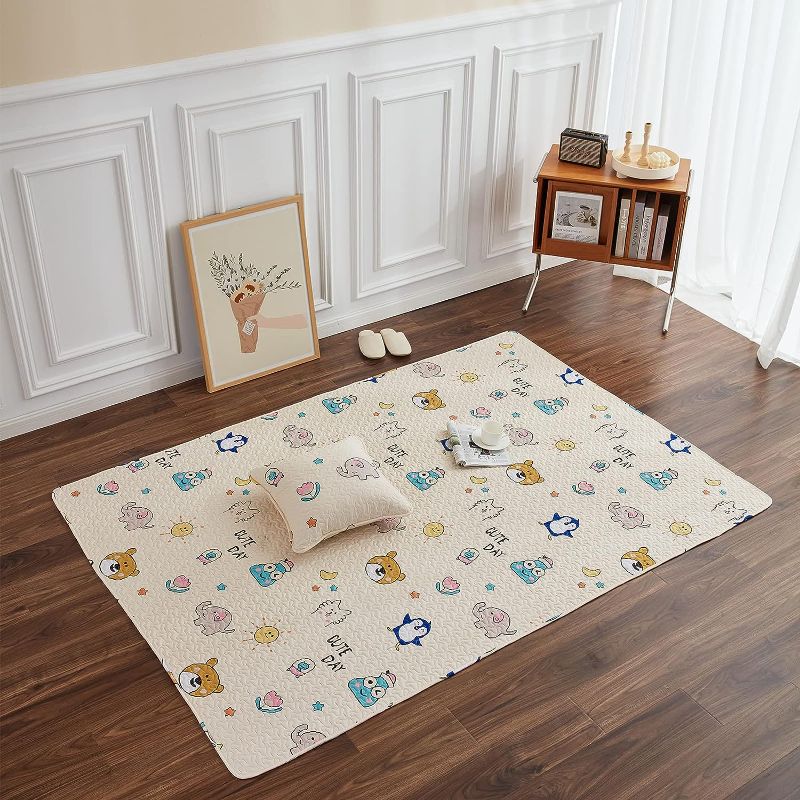 Photo 1 of Baby Playpen Mat 50" X 50" Baby Play Mat Fit for TODALE and LIAMST Baby Playpen, One-Piece Crawling Mat for Playing, Non Slip Floor Mat for Babies, Infants, Toddlers - Happy Animals