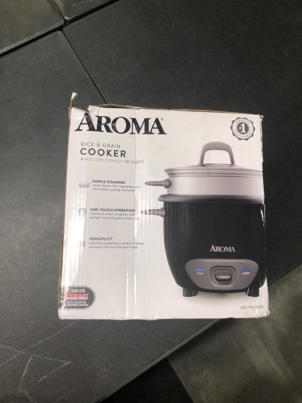 Photo 2 of Aroma Housewares 6-Cup (Cooked) Pot-Style Rice Cooker and Food Steamer, Black ARC-743-1NGB