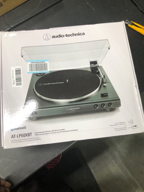 Photo 2 of Audio-Technica AT-LP60XBT-BK Fully Automatic Bluetooth Belt-Drive Stereo Turntable, Black, Hi-Fi, 2 Speed, Dust Cover, Anti-Resonance, Die-cast Aluminum Platter Black Wireless Turntable