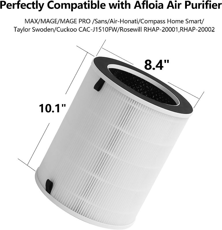 Photo 1 of 1-PACK Afloia MAX/MAGE/MAGE PRO Replacement Filter Compatible with Afloia Air Purifier MAX/MAGE/MAGE PRO and Sans/Air-Honati/Compass Home Smart/Taylor Swoden/Cuckoo CAC-J1510FW/Rosewill RHAP-20001, RHAP-20002