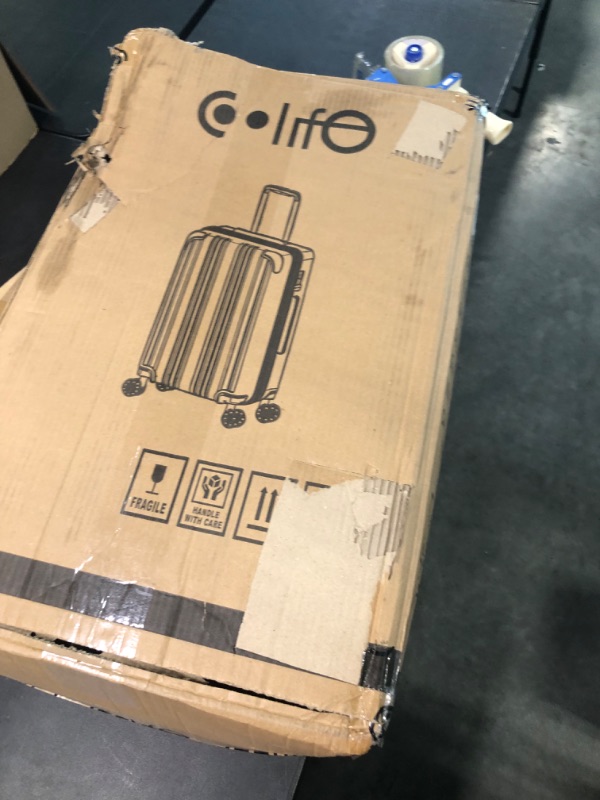 Photo 2 of Coolife Luggage Expandable(only 28") Suitcase PC+ABS Spinner 20in 24in 28in Carry on (white grid new, S(20in)_carry on)