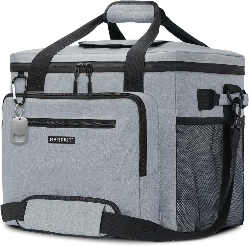 Photo 1 of GARDRIT Large Cooler Bag - 60 Cans Collapsible Insulated Lunch Box, Leak-Proof Cooler Bag Suitable for Camping, Picnic& Beach (40L/Grey)