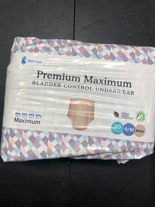 Photo 3 of 
Because Premium Incontinence Pads for Women - Discreet, Individually Wrapped Liners - Overnight, 20 Count (Pack of 1)